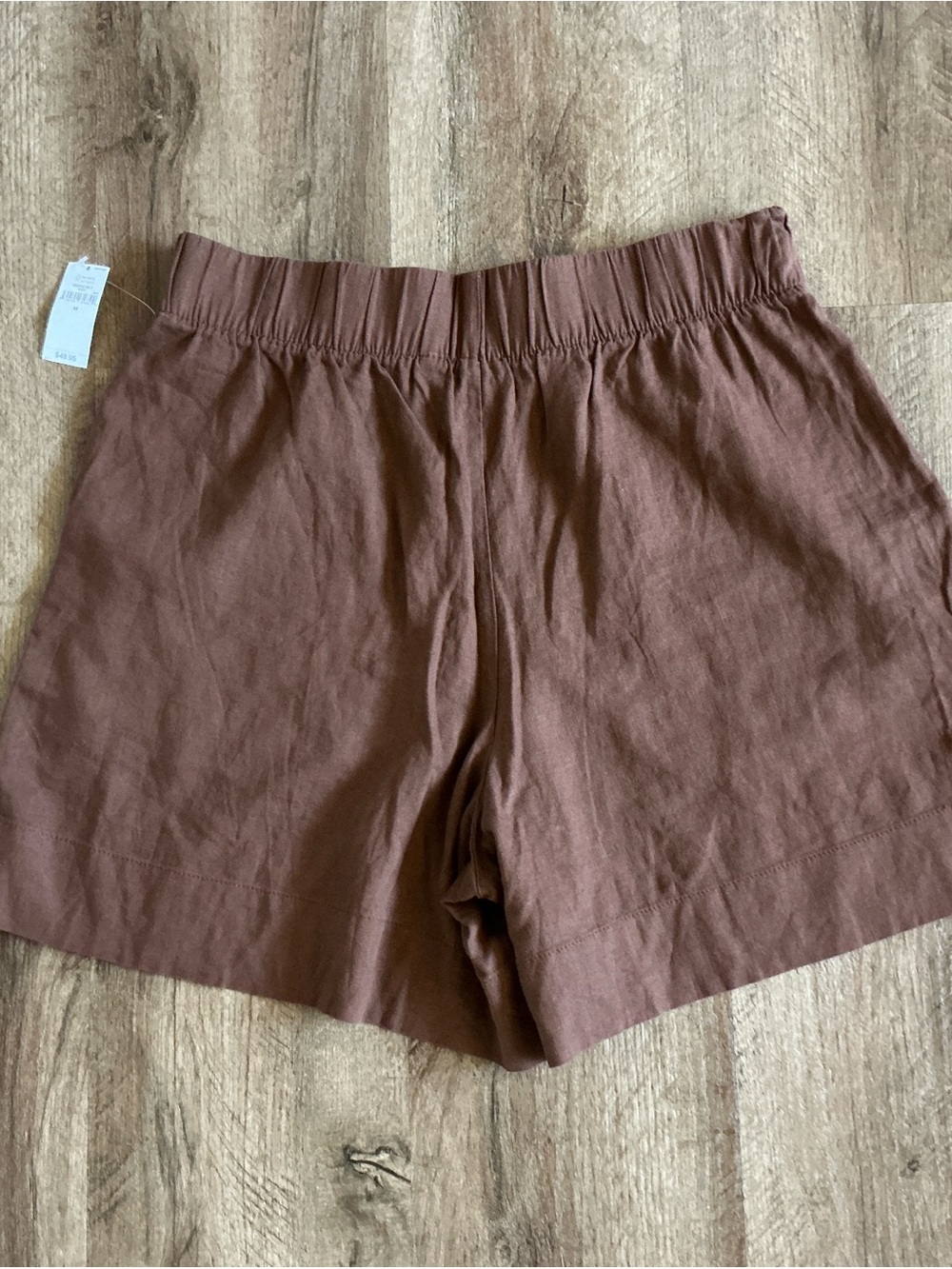 GAP Shorts Size Medium Pull On Linen Blend Dark Brown Pockets Summer Travel Mod